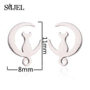 Lovely Moon Cat Earrings for Women Kids Multiple Mini Stainless Steel Stud Earring Animal Kitten Jewelry Girls boucle d'oreille