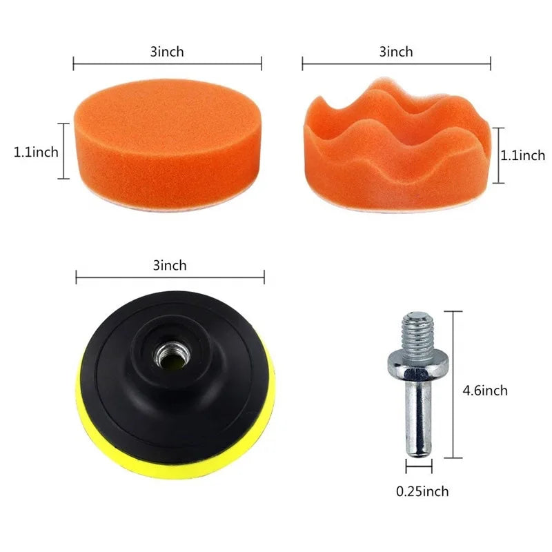 Car Polishing Disc 3inch 75mm Auto Waxing Sponge Sanding Pad With Sandpaper For Car Detailing Headlight Repair Restoration Kit