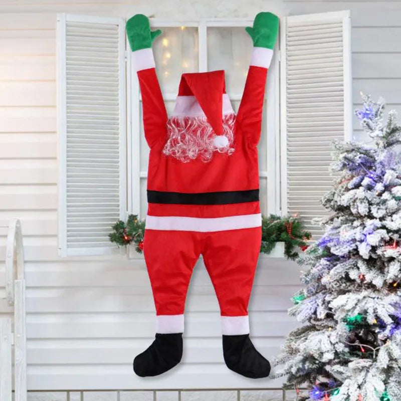 1.7M Velvet Santa Claus Wall Climbing Christmas Santa Claus Climbing Wall Door Xmas Hanging Window Decor Hanger Outdoor Decor