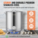 SucceBuy Stainless Steel Kettle 16 GALLON Brewing Pot Tri Ply Bottom for Beer Brew Kettle Pot Home Brewing Supplies Includes Lid