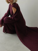 Wolfeel  Women's Autumn Knit Cardigan Sleeveless Dress Set Solid Color Trendy Maxi Length Elegant Fashion Dress 2-Piece Set