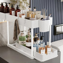 2Pcs 2-Tier Sliding Cabinet Organizer, Pull-Out Under Sink Rack, Double-Layer Shelf for Kitchen and Bathroom Storage