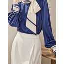 French Bow Tie Long Sleeve Button Shirt for Women 2025 Spring and Autumn New Temperament Cardigan Top