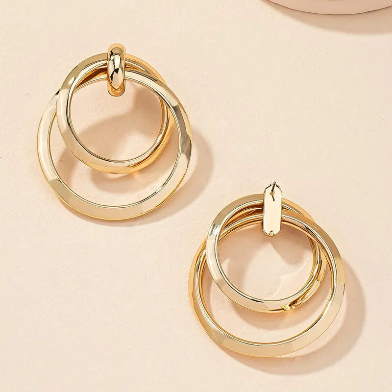 Gold Color Twisted Big Hoop Earrings For Women Night Club Party Girls Drop Earrings Geometric Statement Earrings
