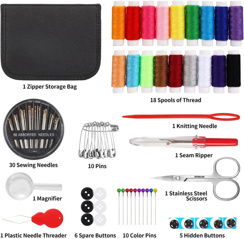 Sewing Kit Compact and Portable for Beginners and Professionals Includes Needles Thread Scissors and Other Essential Access