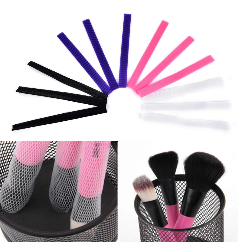 10/30Pcs MultipleColors Plastic Cosmetic Make Up Brush Pen Dustproof Netting Cover Mesh Sheath Protectors Guards