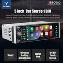 ESSGOO Single 1 DIN Car Stereo Wireless Apple Carplay Android Auto 5" HD ISP Touch Screen Bluetooth USB AUX-IN TF FM Mirror Link
