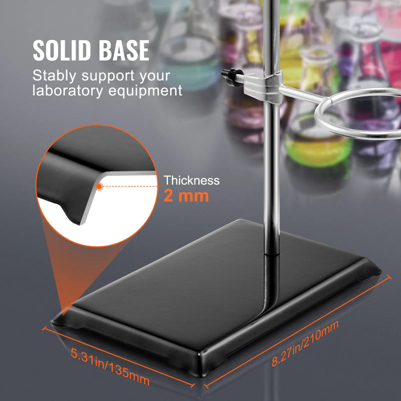 SucceBuy Lab Stand Support Laboratory Retort 2 Sets Steel Lab Stand 23.6" Rod Includes Flask Clamps Burette Clamps&Cross Clamps