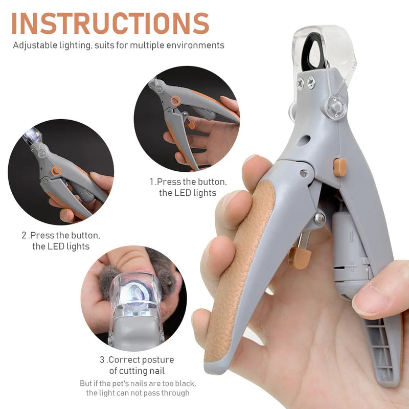 Pet Nail Clipper Scissors Pet Dog Cat Nail Toe Claw Scissors LED Light Nail Trimmer Cats Dogs Pet Grooming Tools Dog Supplies