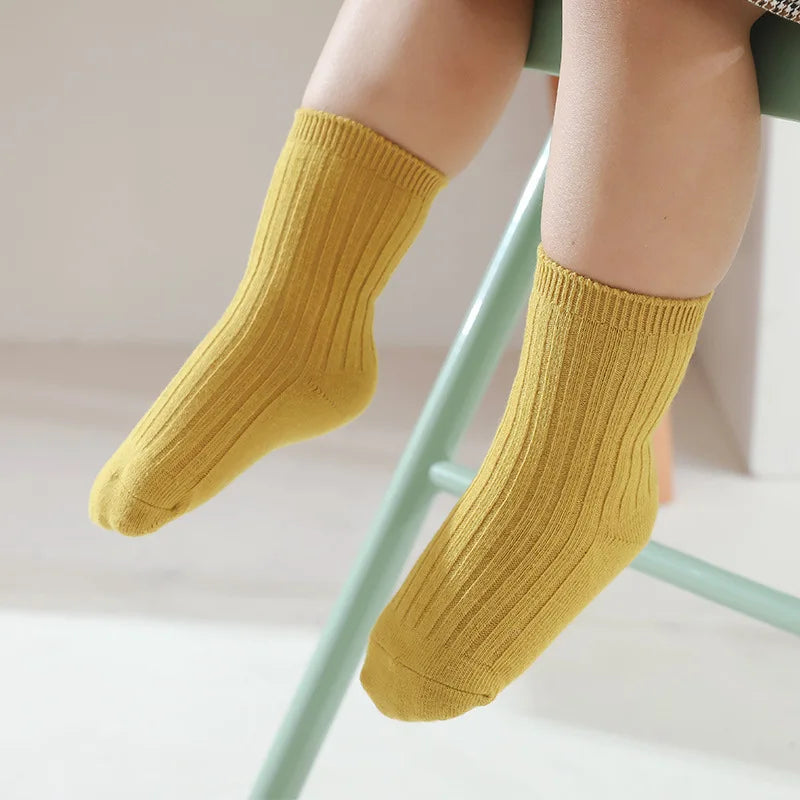 5Pairs/lot Baby Socks for Kids Girls Boy Cotton Stripe Solid Spring Autumn Toddler Knitted Socks Newborn Children Socks Clothes