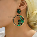 Fashion Rhinestone Hoop Dangle Earrings For Women Trend Luxury High Quality Round Big Pendants Vintage Jewelry Party Accessories