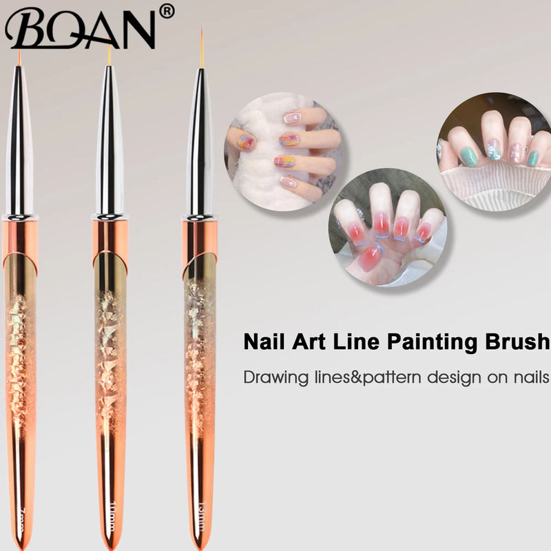 BQAN Rose Gold Nail Art Brush Gradient Gel Nail Brush Line Painting Brushes Nails Crystal Acrylic Liner Drawing Pen