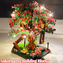 Miniatur-Sakura-Baum-Bausteine-Set, DIY-Kirschblüten-Bausteine mit Licht, Baumhausmodell-Ornament, romantisches Geschenk für Freundin