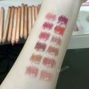 Matte Lipliner Wood Pencil Waterproof Velvet Brown Red Lip Contour Pen Lip Liner Lipstick Lasting Non-stick High Pigment 12Color
