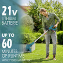 X-COTEC cordless strimmer, 21V cordless grass trimmer, 2 x 1.5Ah batteries, retractable, for lawns, gardens and patios