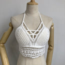 Sommerurlaub Strand Camis Lady Sexy Quasten Häkel-Camisole Frauen Sexy Quasten Bikini Camis weibliche Häkel-Neckholder Bikini-Tops