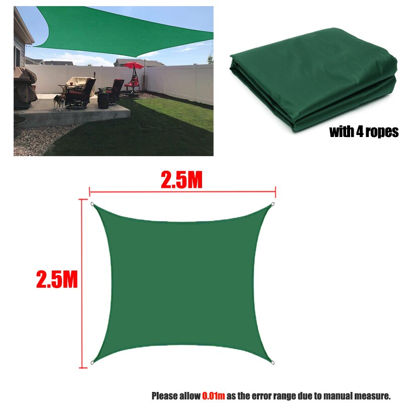 DarkGreen 420D Waterproof Shade Sail Square Rectangle sunshade garden terrace Canopy swimming Sun shade Camping Yard sail awning