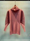 Miyake Pleated Sweatshirt Pit Stripe Zipper Standing Collar Jacket Women 2025 New Casual Pullover Hundred Pleat Skinny Tops