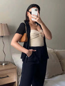 Knit Tube Tops Women White Strapless Corset Tops Summer Basic Backless Off Shoulder Crop Top Bustier Casual Streetwear