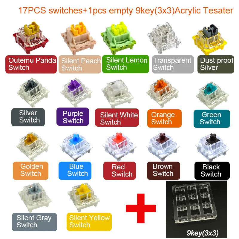 Outemu Switches Tester for Mechanical Keyboard Blue Red Brown Black Purple Green Gold Silver Silent White Axis Customize Gaming