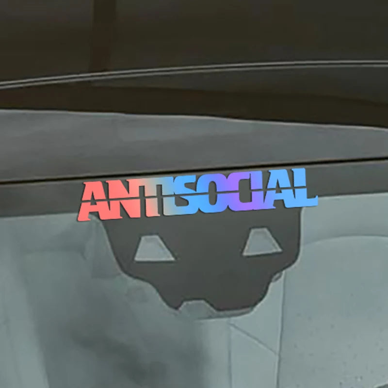 ANTSOCIAL Car Stickers Personalized Letters Water proof Vinyl Reflective Windshield Decals For Car Styling Decor Accessories