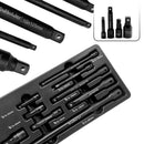 9-teiliges Schlag-Verlängerungsstangen-Set 1/2" 3/8" 1/4" Antrieb Lange Verlängerungsstangen-Set für Schlagschrauber-Stecknüsse Ratschen Reparaturwerkzeuge Schwarz
