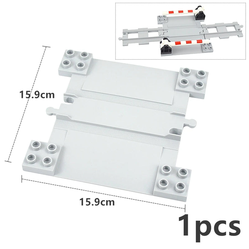 Big Size Train Car Tracks Bricks Transport Accessories Straight Curved Uphill Switch Rail Building Blocks Compatible Large Toys