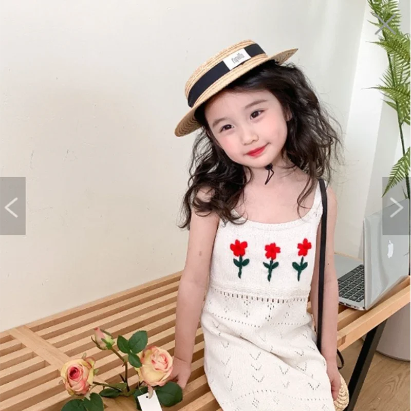 2024 Korea Kids Dresses For Girls Flower Girl Dresses For Weddings Summer Kids Clothes Girs Vest Dress