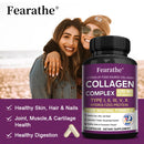 Fearathe Multi-Collagen Complex - Types I, II, III, V, X, for Healthy Hair, Skin, Nails, Bones and Digestive System