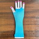 1 Pair Sexy Women Party Neon Fishnet Fingerless Long Gloves Sun Protection Sleeves Mesh Lace Thin Gloves Summer Arm Warmer