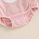 Baby Girls Rompers Easter Clothes Rabbit Embroidery Fly Sleeve Infant Bodysuits Jumpsuits with Headband