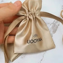 Old Gold Silk Satin Gift Bags 7x9cm 9x12cm 13x17cm 50pcs/Lot Earring Rings Studs Necklace Bangle Jewelry Logo Pouch Sack