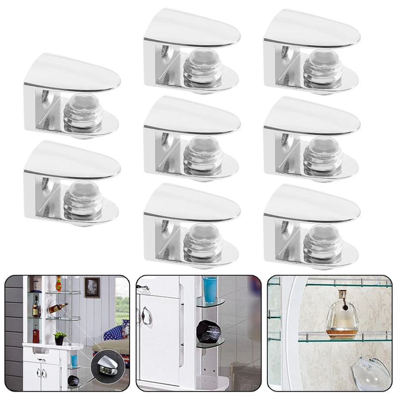 8 Pcs Glass Clamp Adjustable Zinc Alloy Glass Clip Wall Mounting Shelf Clamp Holder Flat Back Mount Holder For Staircase Handrai