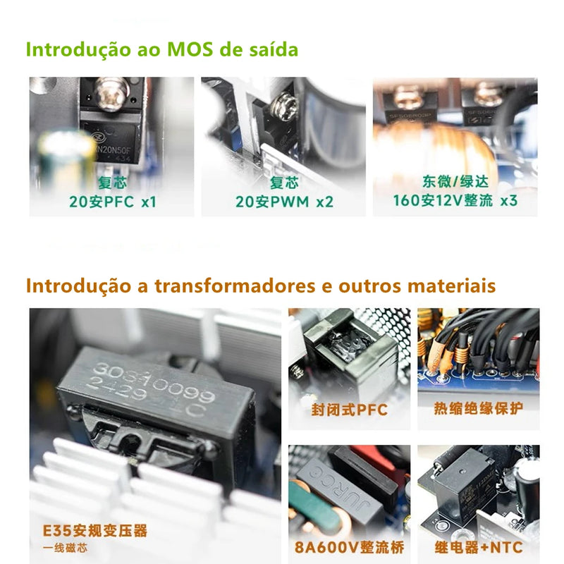 Wovibo Fonte PC Power Supply PSU Rated 600W 80 Plus APFC 120mm Fan Gaming 220V 110V ATX Computer Fuente De Alimentacion Source