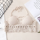 Sommerurlaub Strand Camis Lady Sexy Quasten Häkel-Camisole Frauen Sexy Quasten Bikini Camis weibliche Häkel-Neckholder Bikini-Tops