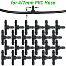 4/7mm Hose Dripper Water Tee Connector Plastic Barbed 1/4" Pipe Tubing Watering Coupling Joint Garden Micro Drip Irrigation Tool