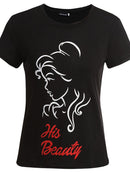 Sein Schönling Ihre Bestie Druck Paar T-Shirt Kurzarm O-Ausschnitt Locker Königin T-Shirt Mode Liebhaber T-Shirt Tops Kleidung