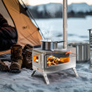 The Hearthkeeper | Portable Stainless Steel Tent Stove with 7-Pipe Chimney System
