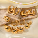 Youthway Gold Silver Metal Texture Hoop U-shaped Earrings Stainless Steel Water Drop Earrings Stylish Charm Jewelry 2023 New