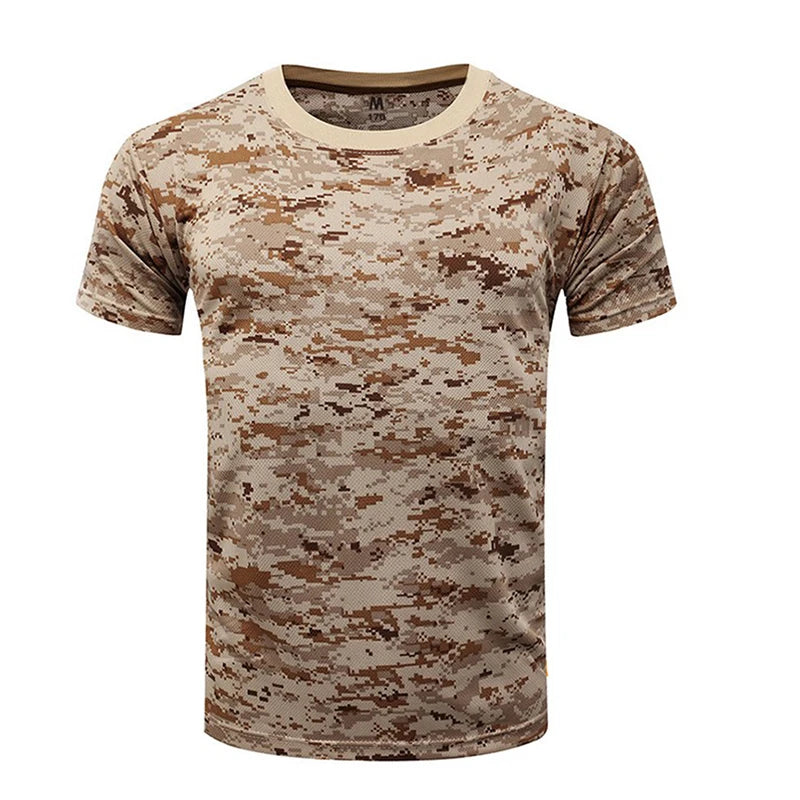 Men Tactical T-shirt Summer Camouflage Quick Dry Short Sleeve O Neck T Shirt Combat Clothes Hunting Camping Shirt