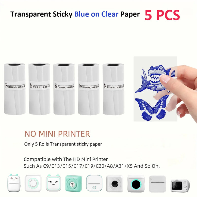 Thermal Paper Color On Clear Mini Printer Transparent Sticker Maker Small Pocket Printer Paper for Children DIY 57mm Photo Print