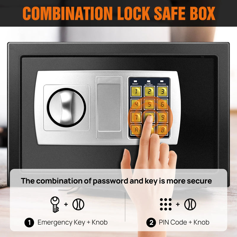 Digital Electronic Security Safe Box with Digital Keypad, 8.5L Steel Construction Cash Safe for Home Office Hotel