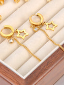 Lokaer Vintage Pearl Star Eyes Charm Earrings For Women Waterproof Stainless Steel CZ Crystal Hoop Earring Jewelry серьги E23226