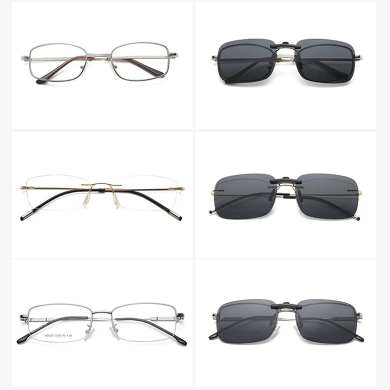 KLASSNUM Polarized Rimless Men Clip On Sunglasse Glasses Narrow Clip-on Lenses Women Anti-glare Sunglasses UV400 Goggles New In