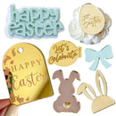 10Pcs Happy Easter Bunny Egg Cake Toppers Acrylic Gold Silver Rabbit Shaped Cupcake Toppers for Easter Party Dessert Decorations