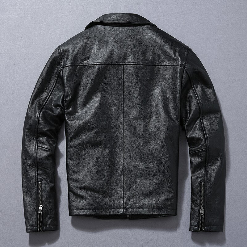 Free shipping.2022 new cheap genuine leather coat.Men slim short quality motor cowhide jacket.Plus size casual leather cloth