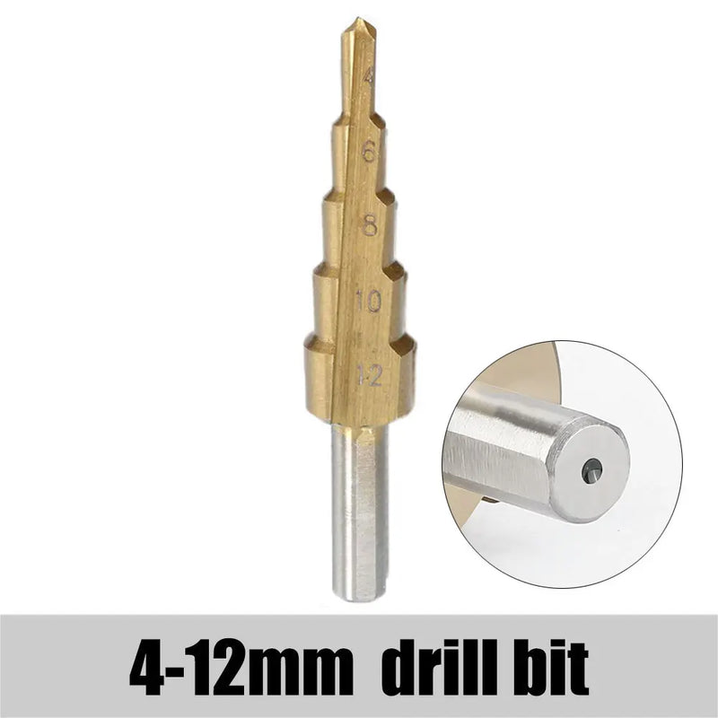 3-12mm 4-12mm 4-20mm HSS Straight Groove Step Drill Bit Set Titanium Coated Wood Metal Hole Cutter Core Drill Bit Set