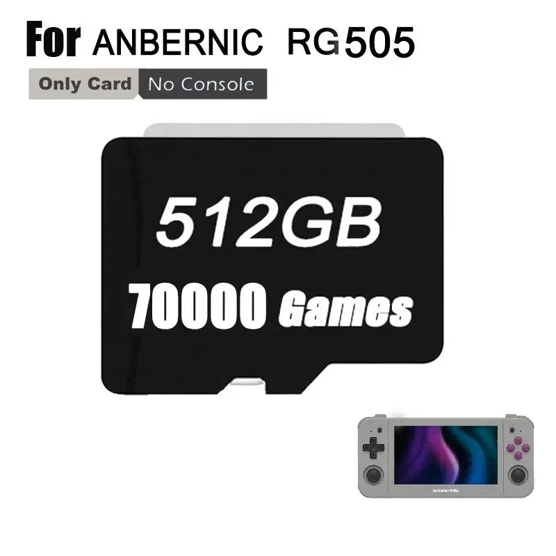 ANBERNIC RG505 Memory Cards Sd Card PS2 Preloaded Game 3ds Gamecube TF Card Video Game Consoles 512G PSP PS1 GBC 70000GAMES