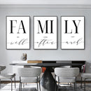 3tlg./Set Wohndekoration Luxus-Wohnzimmerbilder Dekorative Gemälde Minimalistisches Poster Wandkunst Familien-Schriftzug Leinwand