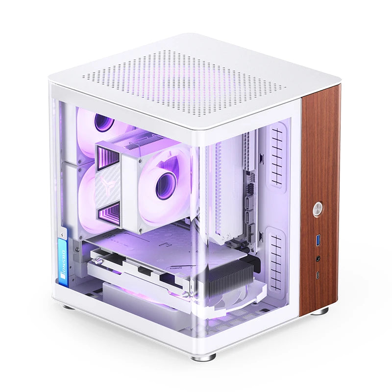 JONSBO TK-0 ITX Sea View Room Curved Glass Case Split compartment design North American walnut wood decoration small Chassis